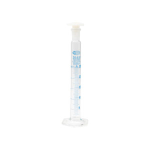 ÉPROUVETTE GRADUÉE BASE HEXAGONALE, CLASSE A AVEC BOUCHON EN PLASTIQUE, GLASSCO
